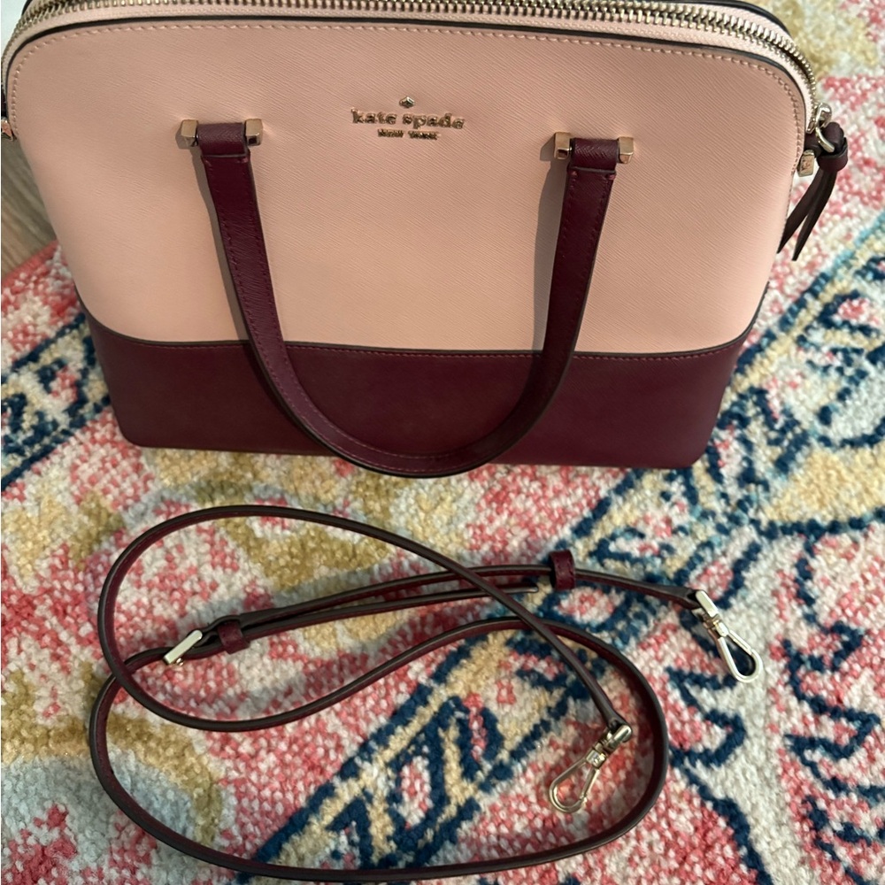 Kate Spade Two-Tone Pink and Burgundy Satchel - Picture 4 of 5